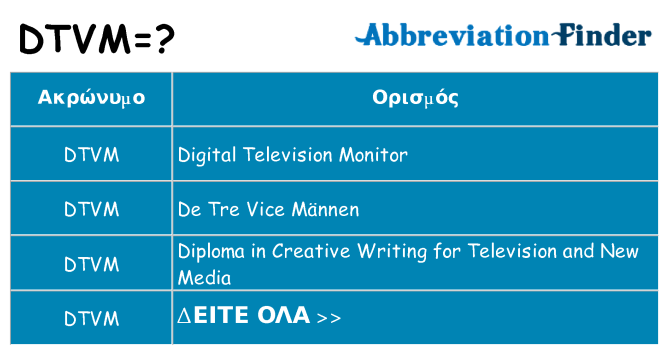 Τι σημαίνει dtvm ηρεμήσει
