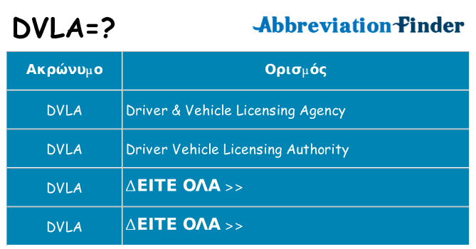 Τι σημαίνει dvla ηρεμήσει