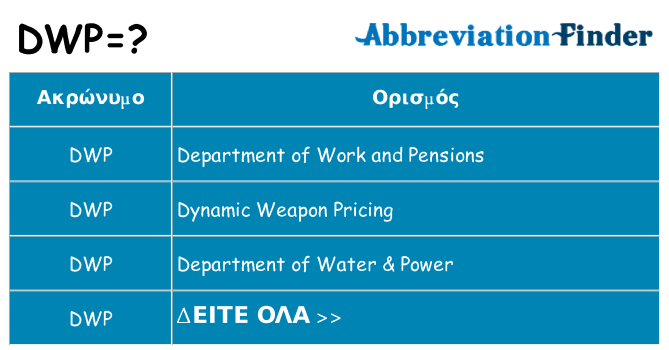 Τι σημαίνει dwp ηρεμήσει