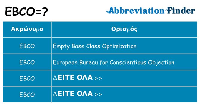 Τι σημαίνει ebco ηρεμήσει