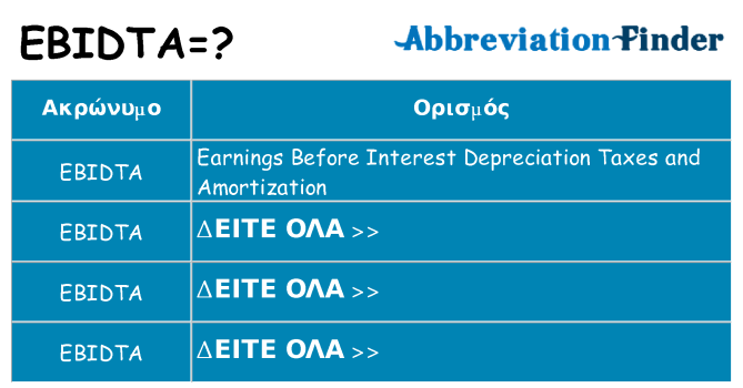 Τι σημαίνει ebidta ηρεμήσει