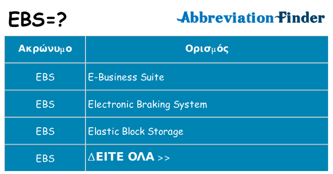 Τι σημαίνει ebs ηρεμήσει