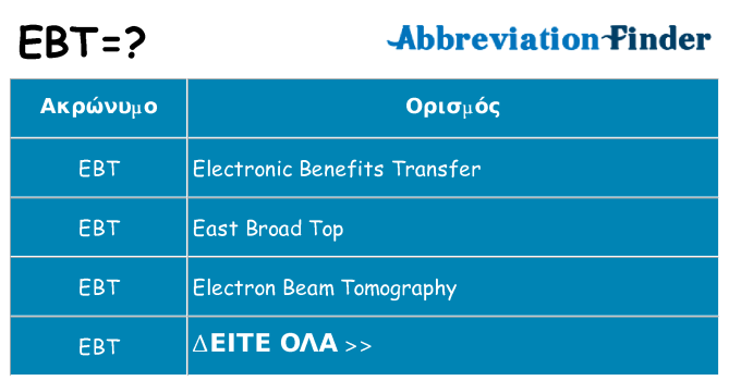 Τι σημαίνει ebt ηρεμήσει