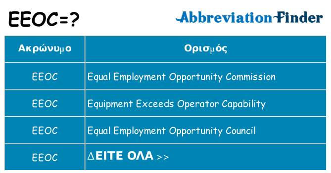 Τι σημαίνει eeoc ηρεμήσει