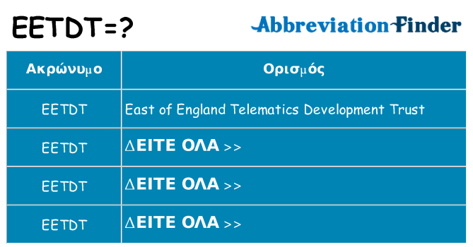 Τι σημαίνει eetdt ηρεμήσει