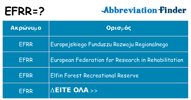 Τι σημαίνει efrr ηρεμήσει