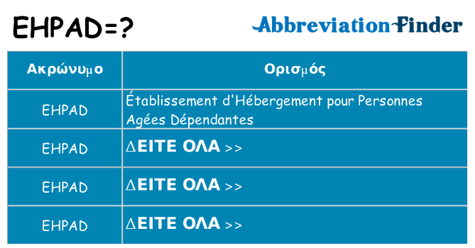 Τι σημαίνει ehpad ηρεμήσει