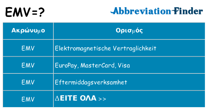 Τι σημαίνει emv ηρεμήσει