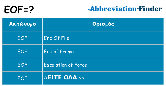 Τι σημαίνει eof ηρεμήσει