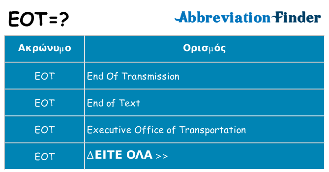 Τι σημαίνει eot ηρεμήσει