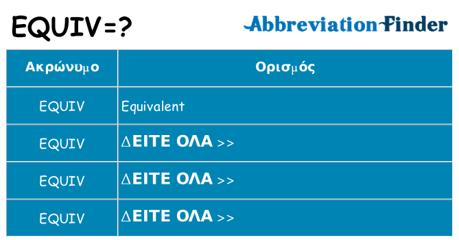 Τι σημαίνει equiv ηρεμήσει