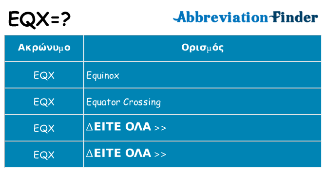 Τι σημαίνει eqx ηρεμήσει