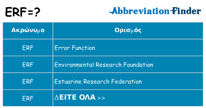Τι σημαίνει erf ηρεμήσει