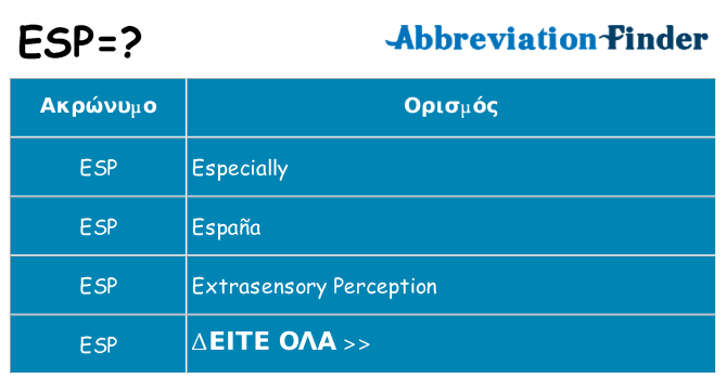 Τι σημαίνει esp ηρεμήσει