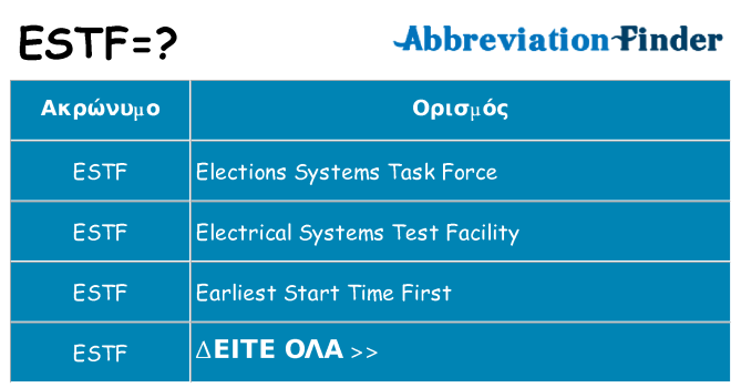 Τι σημαίνει estf ηρεμήσει