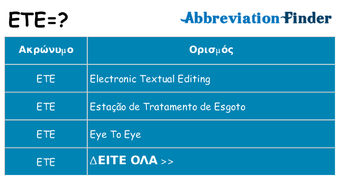 Τι σημαίνει ete ηρεμήσει