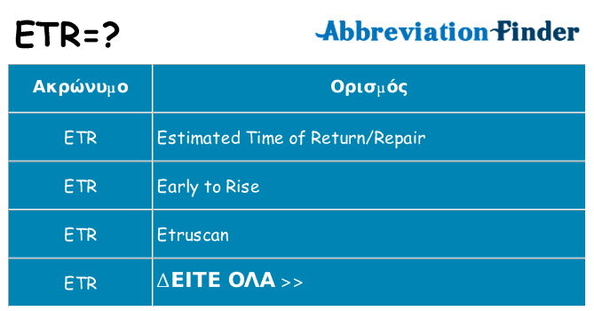 Τι σημαίνει etr ηρεμήσει