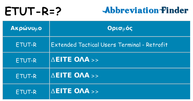 Τι σημαίνει etut-r ηρεμήσει