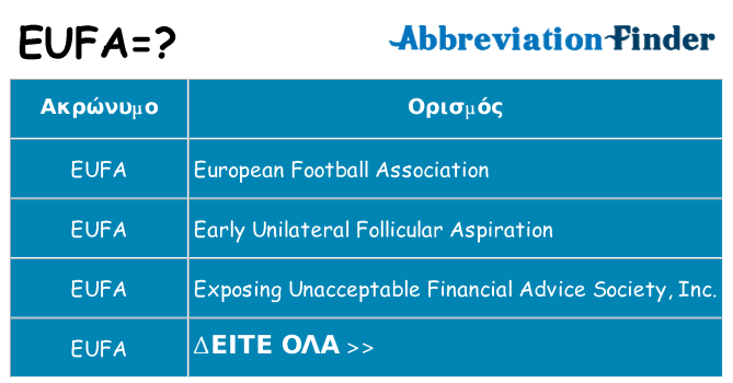 Τι σημαίνει eufa ηρεμήσει