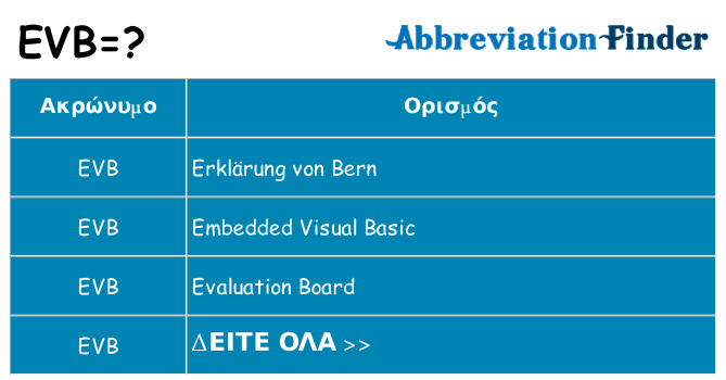 Τι σημαίνει evb ηρεμήσει