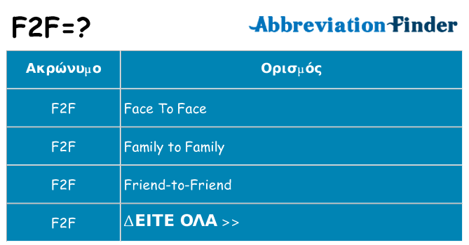 Τι σημαίνει f2f ηρεμήσει
