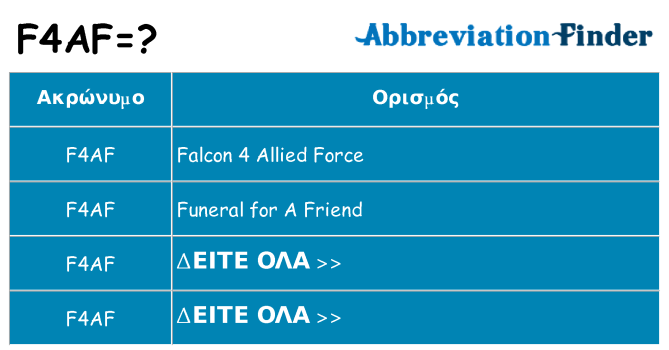 Τι σημαίνει f4af ηρεμήσει