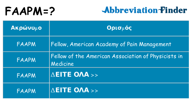 Τι σημαίνει faapm ηρεμήσει