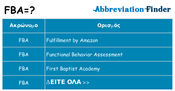 Τι σημαίνει fba ηρεμήσει