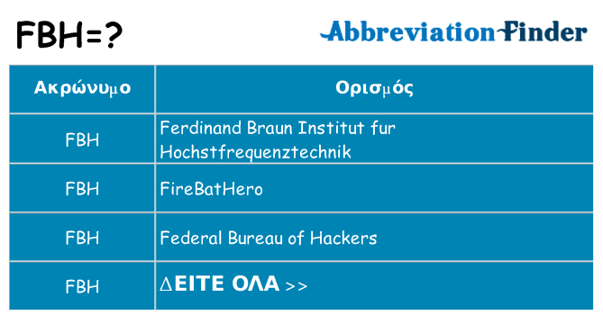 Τι σημαίνει fbh ηρεμήσει