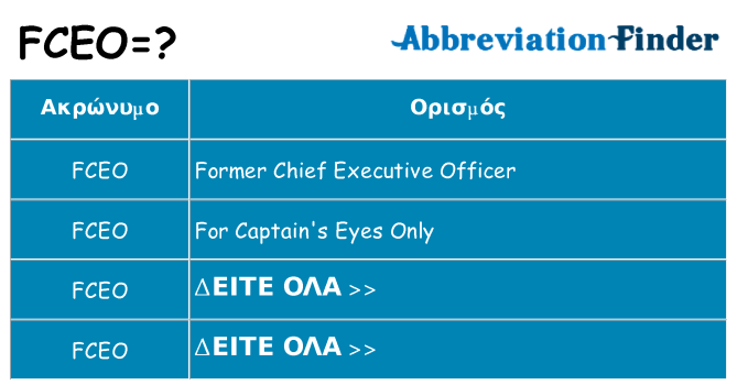 Τι σημαίνει fceo ηρεμήσει