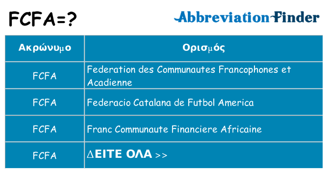 Τι σημαίνει fcfa ηρεμήσει