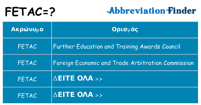 Τι σημαίνει fetac ηρεμήσει