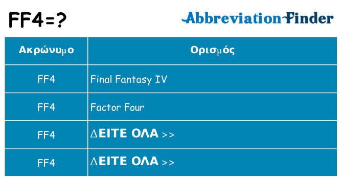 Τι σημαίνει ff4 ηρεμήσει