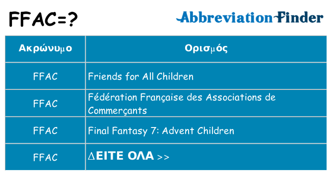 Τι σημαίνει ffac ηρεμήσει