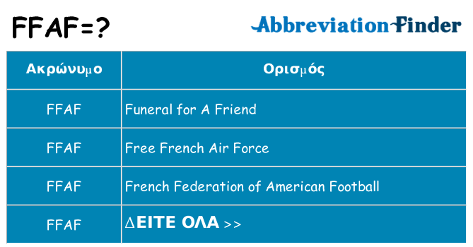 Τι σημαίνει ffaf ηρεμήσει