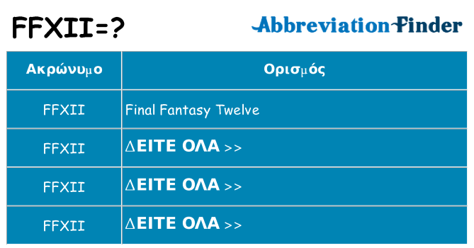 Τι σημαίνει ffxii ηρεμήσει