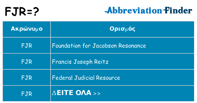 Τι σημαίνει fjr ηρεμήσει