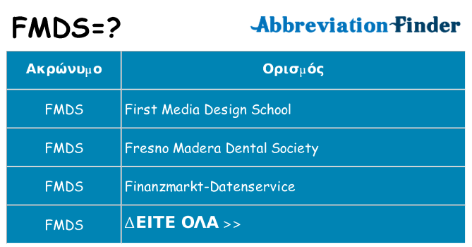 Τι σημαίνει fmds ηρεμήσει