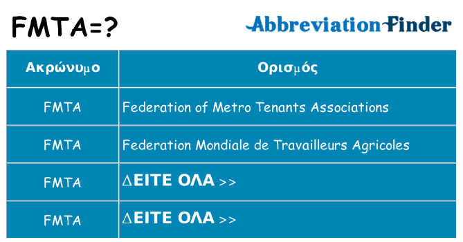 Τι σημαίνει fmta ηρεμήσει
