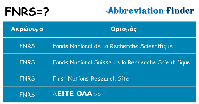 Τι σημαίνει fnrs ηρεμήσει