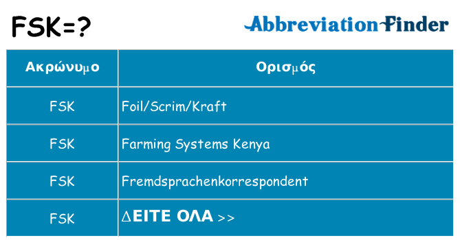Τι σημαίνει fsk ηρεμήσει