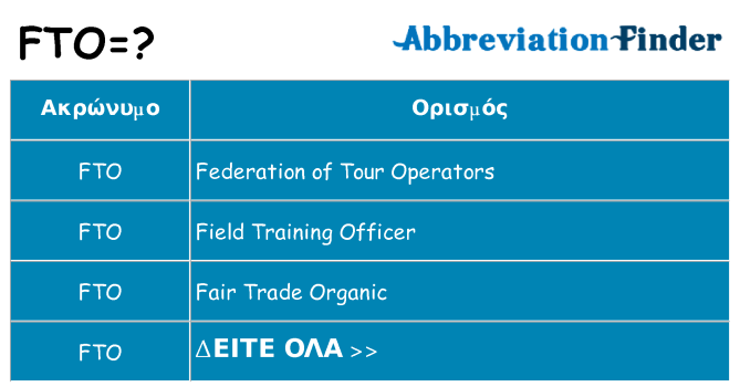 Τι σημαίνει fto ηρεμήσει