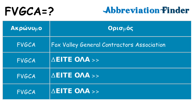 Τι σημαίνει fvgca ηρεμήσει