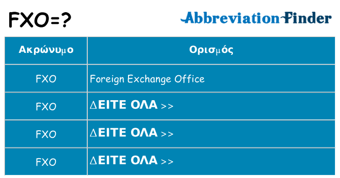 Τι σημαίνει fxo ηρεμήσει