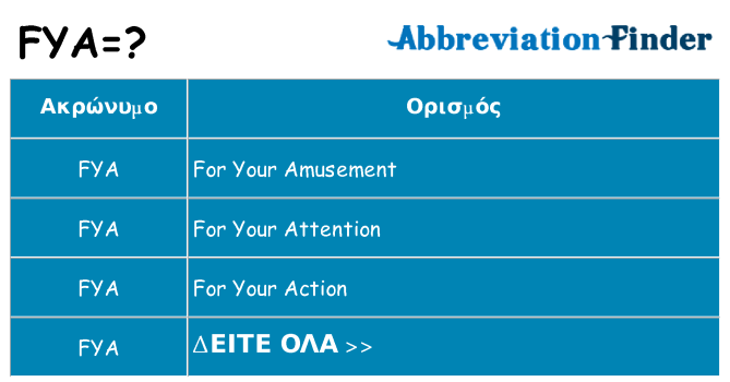 Τι σημαίνει fya ηρεμήσει
