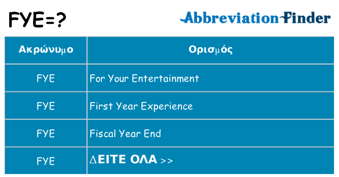 Τι σημαίνει fye ηρεμήσει
