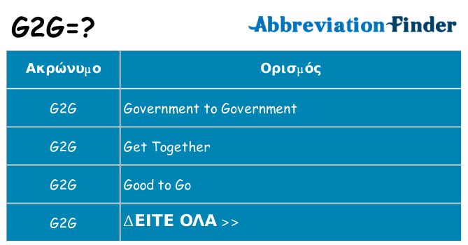 Τι σημαίνει g2g ηρεμήσει