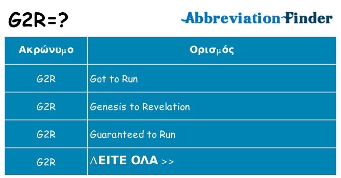 Τι σημαίνει g2r ηρεμήσει