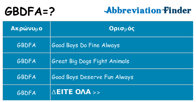 Τι σημαίνει gbdfa ηρεμήσει