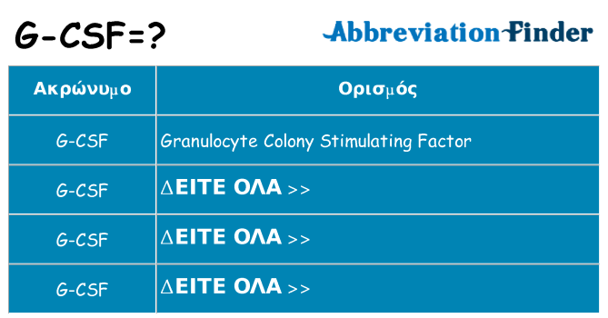 Τι σημαίνει g-csf ηρεμήσει